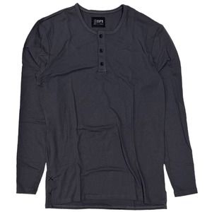 Cuts Clothing Men's Split Hem Henley Long Sleeve Tee T-Shirt - Slate